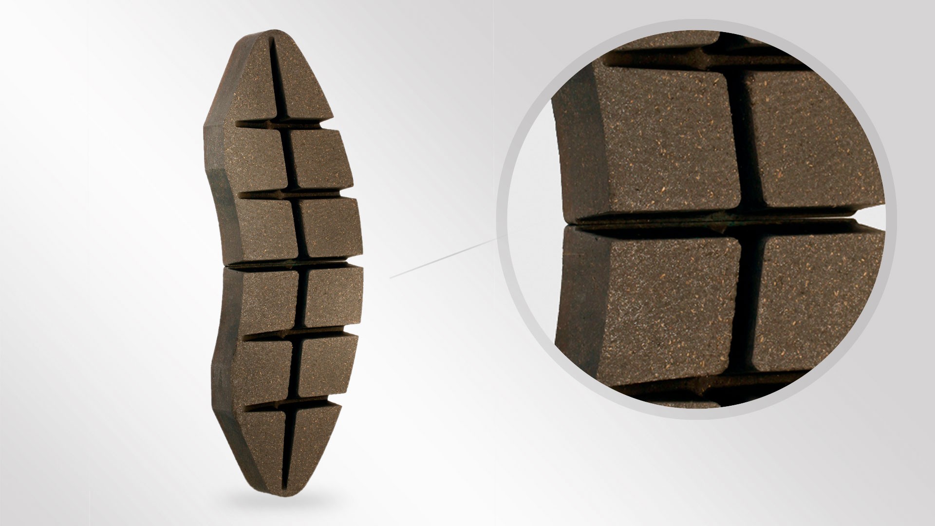 Brake pad showing detailed design features