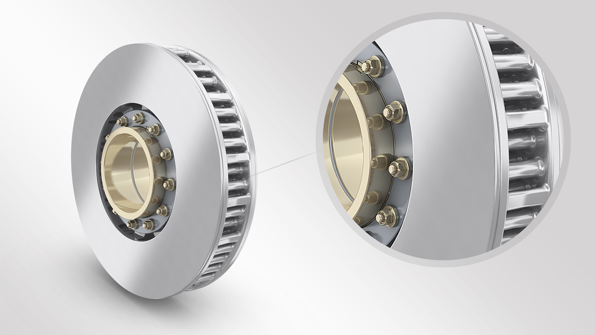 High-performance metallic industrial brake rotor design.